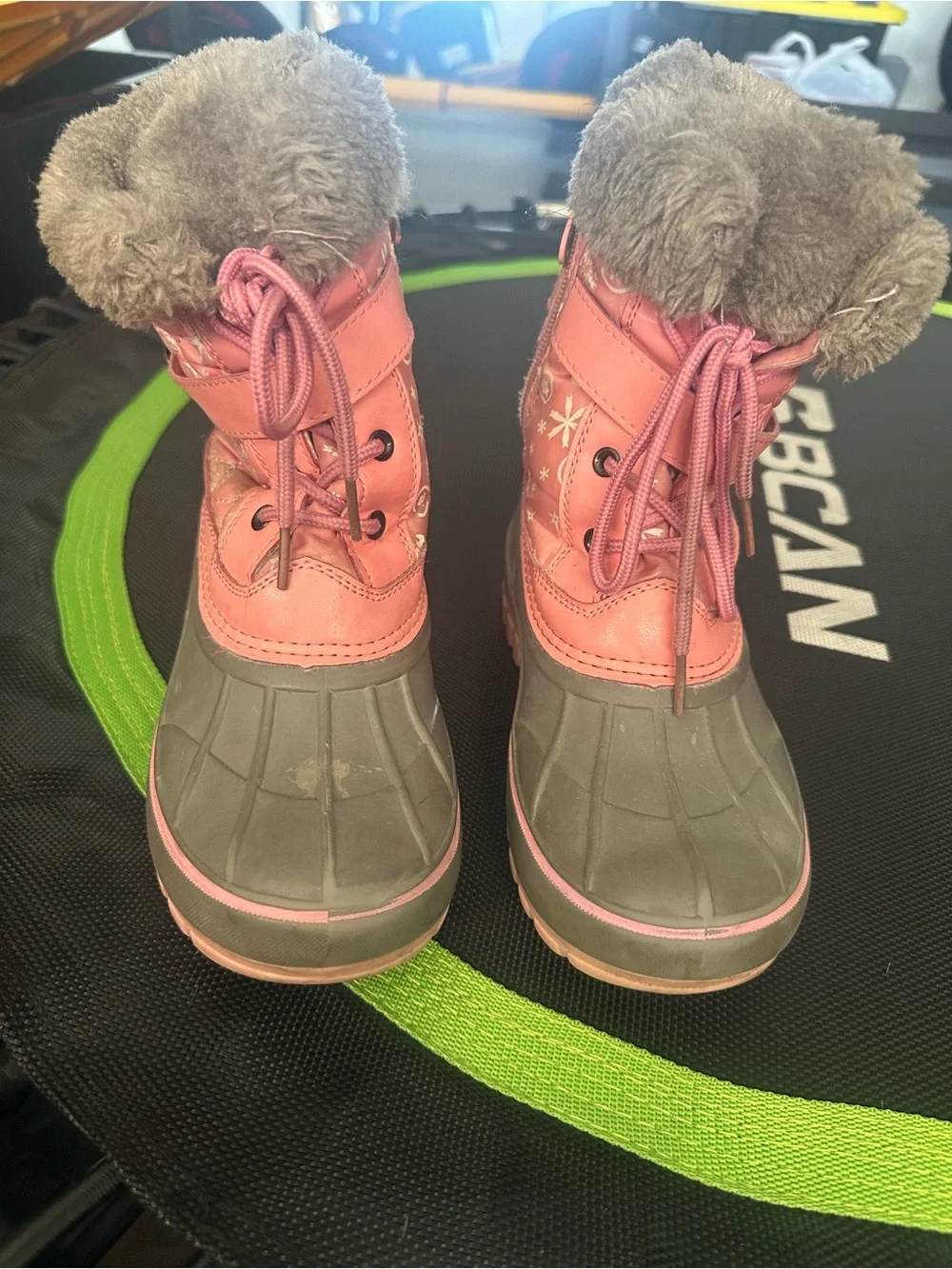 Kids Pink Winter Rain & Snow Boots with Faux Fur Collar